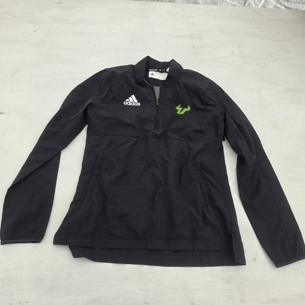 South Florida Bulls Adidas 1/4 Zip Windbreaker Jacket Men XS Black Long Sleeve